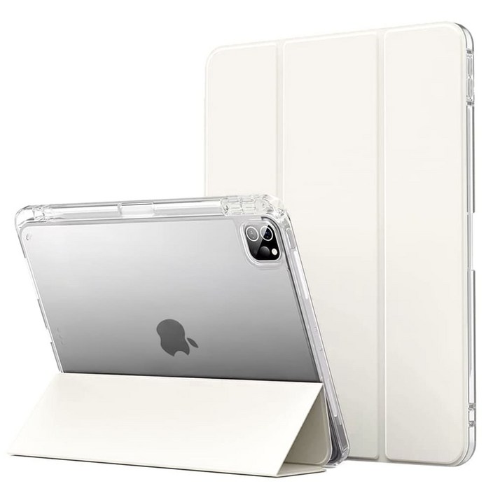 내셔널 리코리아 클리어 에어로 쉴드 애플팬슬 충전 수납홀더 태블릿PC 아이패드 투명케이스 스마트커버 울트라 하이브리드 케이스 for iPad, 아이보리, 1개