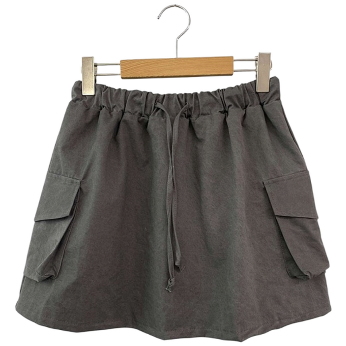 무디에 여성 국내제작 허리밴딩 카고포켓 스트랩 A라인 미니 스커트 치마바지