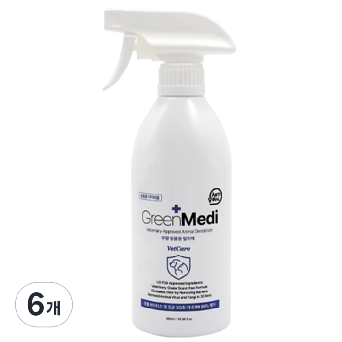 그린메디 벳케어 무향 동물용 탈취소독제, 6개, 500ml