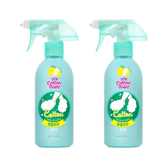 온더바디 코튼풋 발을 씻자 레몬 민트향 풋샴푸, 1개입, 2개, 385ml
