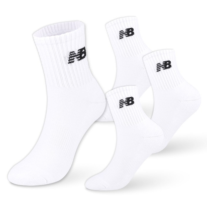 뉴발란스 스탠다드 여성 쿠션 중목 화이트 S 4팩 NBCSDMDSWH4