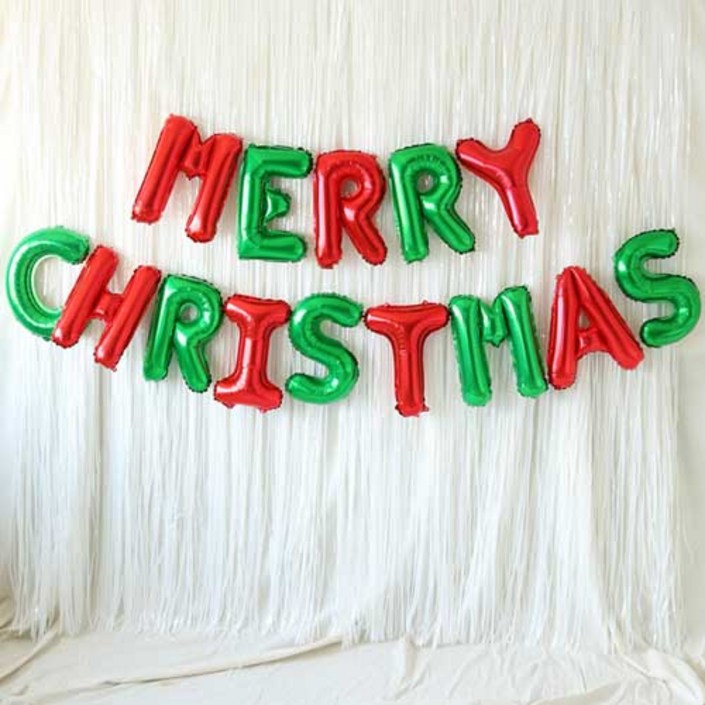 MERRY CHRISTMAS 은박풍선 커튼 세트