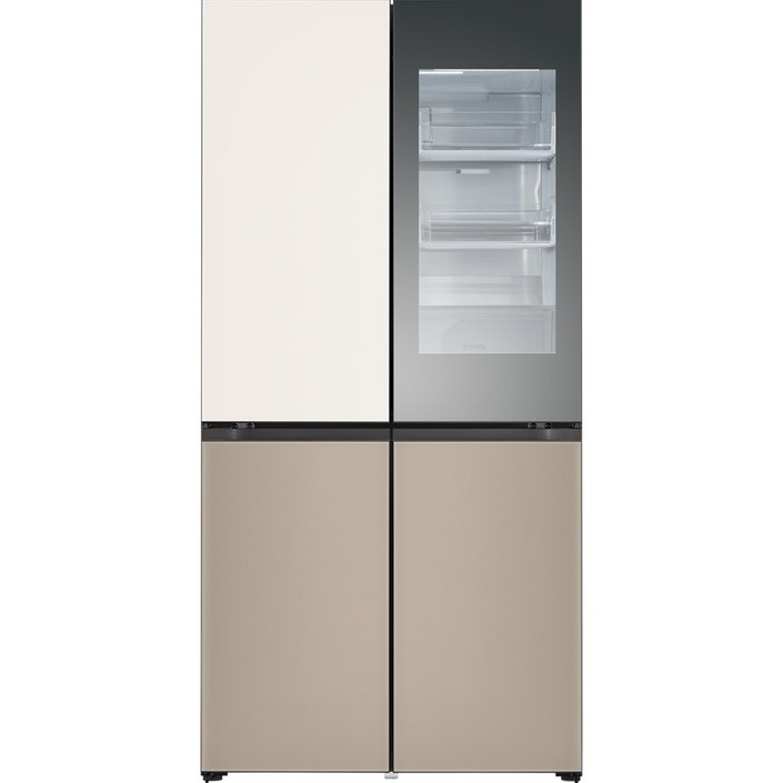 색상선택형 LG전자 오브제 디오스 노크온 미러글라스 빌트인타입 4도어 양문형 냉장고 미스트 방문설치