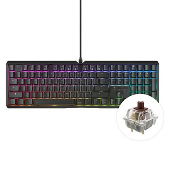 체리키보드 MX 3.1 RGB MX2A 축 게이밍 기계식 키보드, 갈축, 블랙, G803890HIAKR2