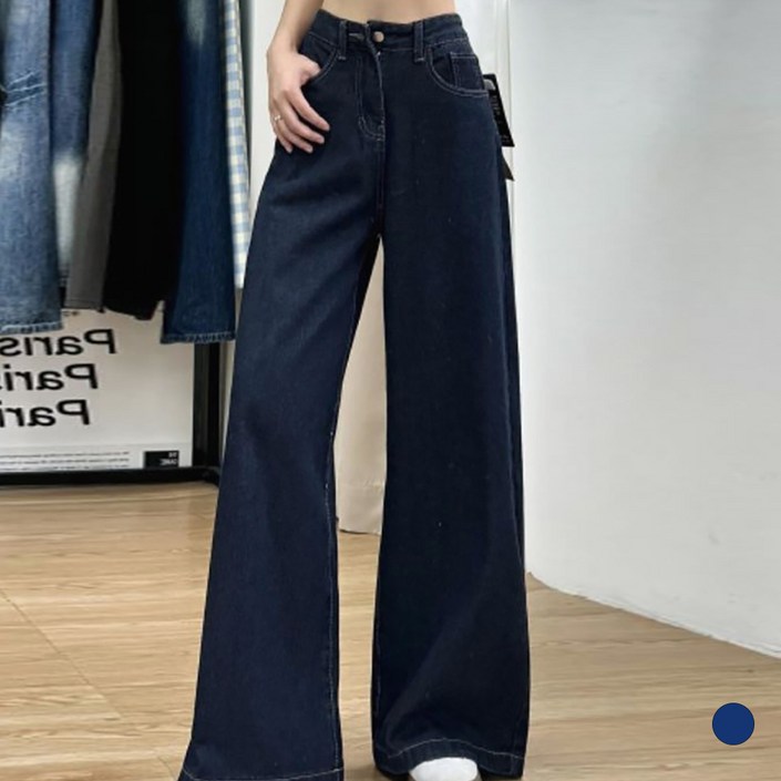 메이첼 여성용 심플랑 와이드 데님 롱 팬츠 10071