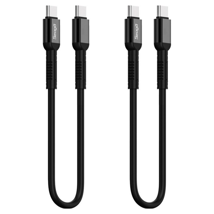 서가 메탈 고강도 초고속 충전 케이블 C to C PD 60W, 30cm, 블랙, 2개