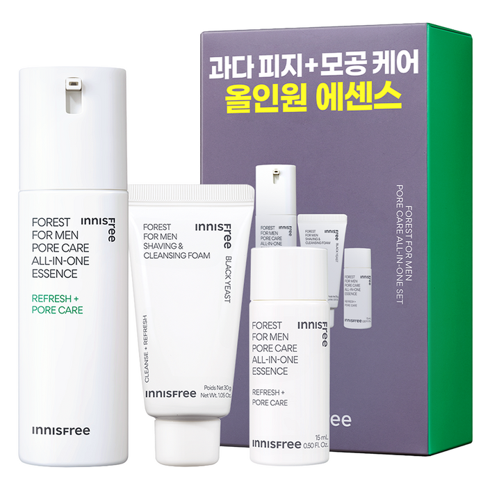 이니스프리 포레스트 포어 올인원 에센스 100ml 15ml 쉐이빙 클렌징 폼 30g 세트 이니스프리 포레스트 포어 올인원 에센스 100ml 15ml 쉐이빙 클렌징 폼 30g 세트