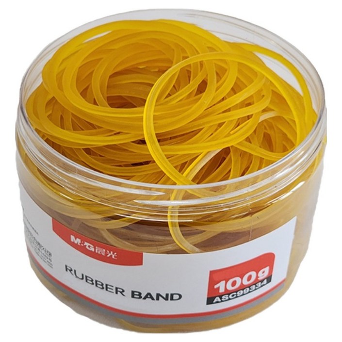 엠앤지 고무줄 고무밴드 45 x 1.5mm 100g  케이스 세트, 노란, 1세트