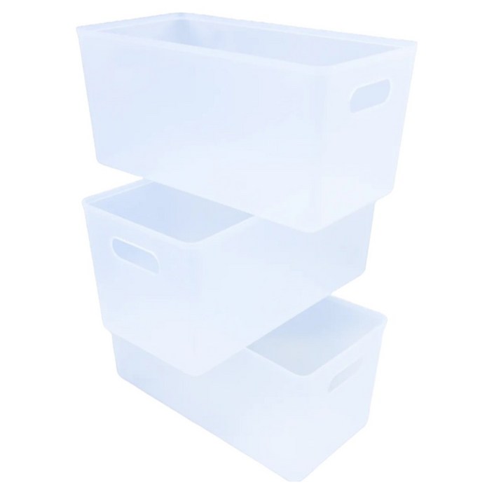 휴즈리버 다용도 팬트리 수납 바구니, 3개, 반투명