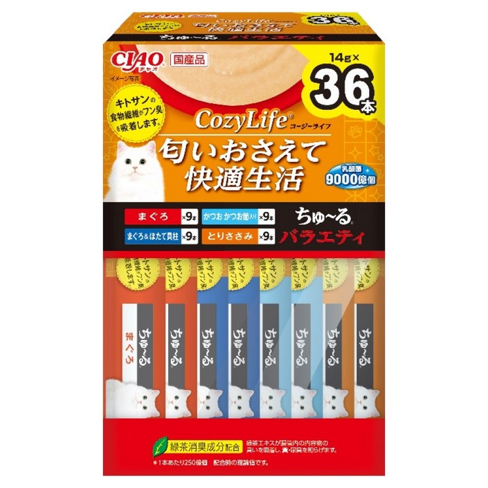 이나바 고양이 챠오 코지라이프 츄르 36P 박스타입 버라이어티 SC-415 짜먹는 간식