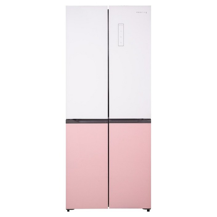 쿠잉전자 글램 글라스 대용량 418L 양문형 4도어 냉장고 방문설치, MD405GWP