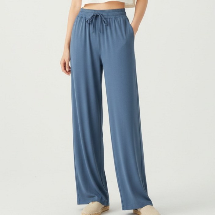 구디프 여성용 데일리 밴딩 와이드 얇은원단 편한핏 팬츠