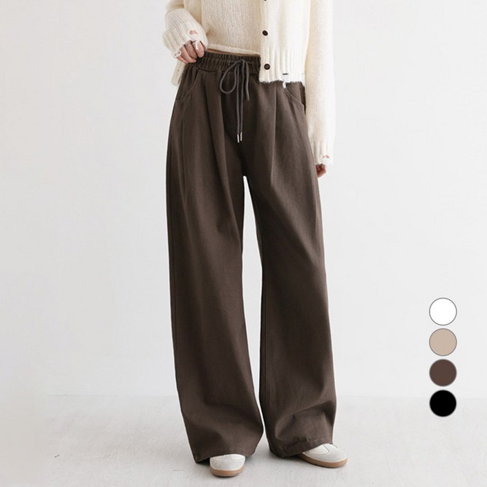 앤드스타일 여성용 숏기본롱 3단기장 애착팬츠7탄 소프트코튼 핀턱 밴딩 팬츠 264761