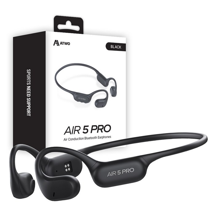 에이투 에어5프로 초경량 오픈형 MP3 공기전도 무선 블루투스 이어폰, ATWO AIR 5 PRO, 블랙