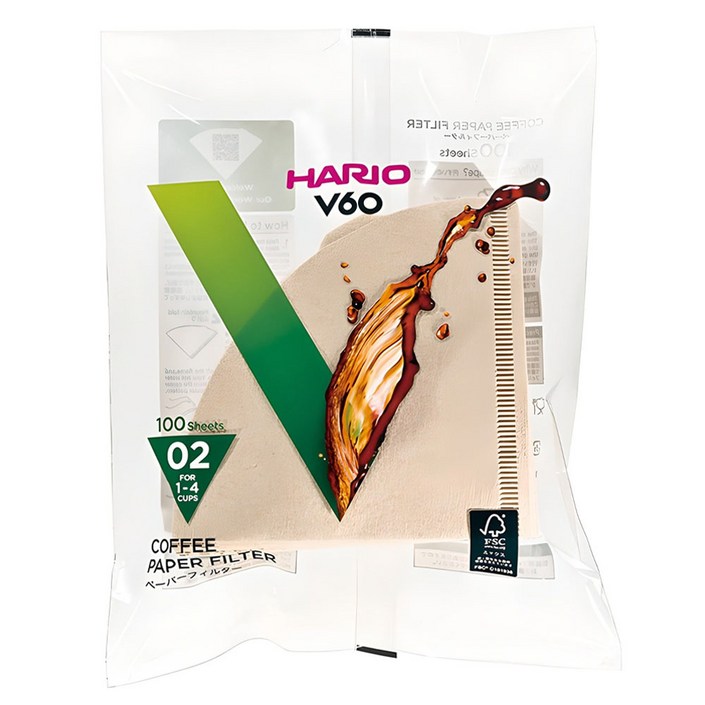하리오 종이필터 여과지 브라운 VCF-02-100M