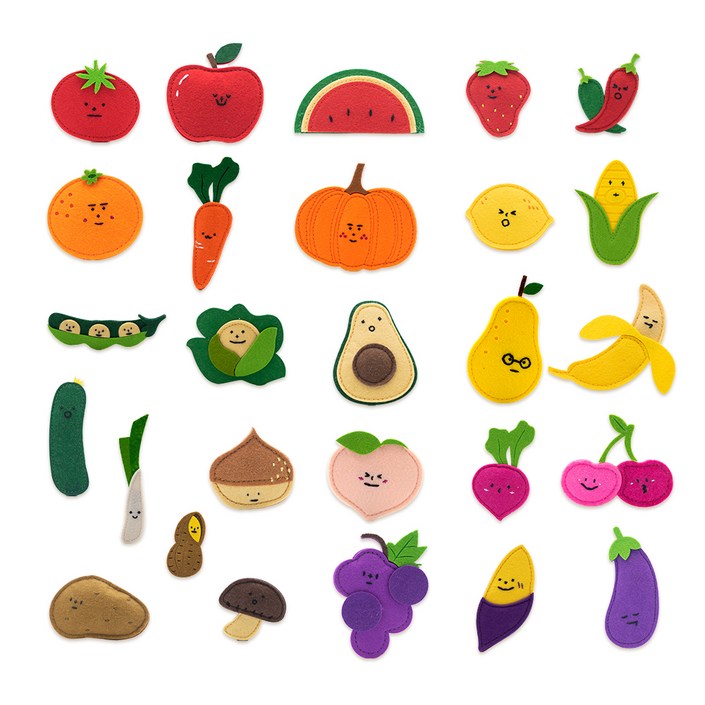 노리터프로젝트 노리터 과일  채소 유아 펠트자석교구 세트 판퍼즐, 1세트, 27피스