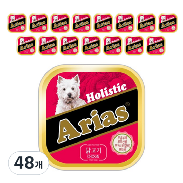 아리아스 강아지 홀리스틱 사각캔, 닭고기, 48개, 닭