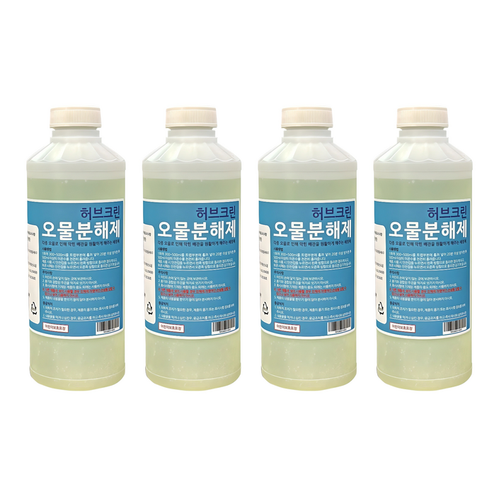 허브크린 오물분해제 하수구 배수구 세정제 머리카락 분해 제거 막힘 해결, 1L, 1kg, 4개