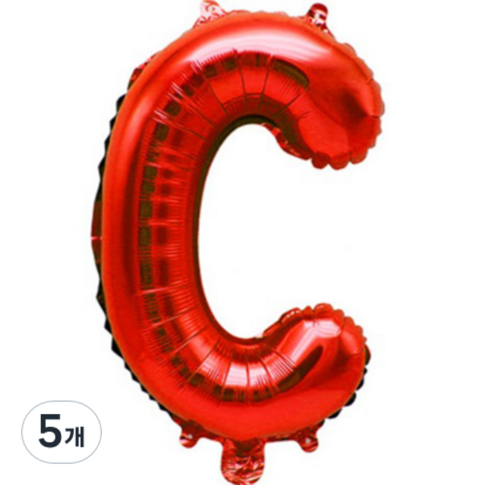 팡파티 레터링 알파벳 풍선 C 40cm, 레드, 5개