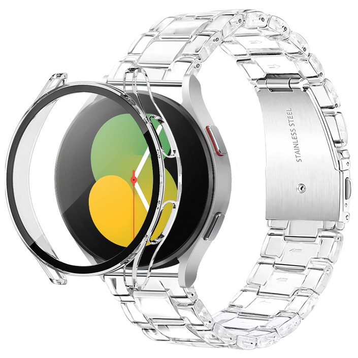 아이몰 스마트워치 변색없는 클리어 스트랩  9H 강화유리 풀커버 케이스, 투명