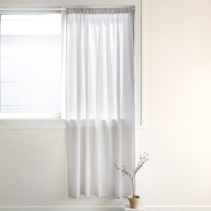 까사베르데 로웰 스트라이프 봉집형 가리개 커튼 일반형 작은창