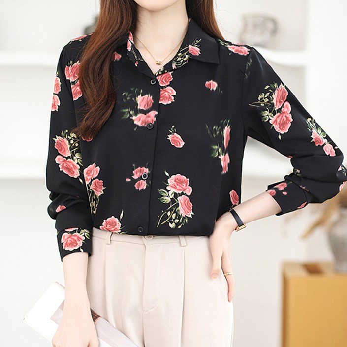 포플러앤씨 여성용 카비앙 플라워 블라우스 P24FBL071807 포플러앤씨 여성용 카비앙 플라워 블라우스 P24FBL071807