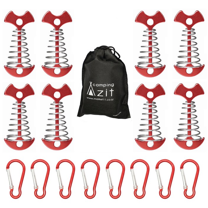 캠핑아지트 롱타입 피쉬 데크팩 8p  카라비너 8p  전용 파우치