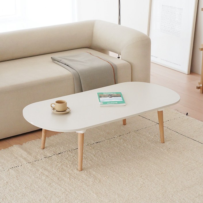 레몬트리 국내제조 E0 LPM 우드 접이식 타원형 900 테이블, 실버 그레이