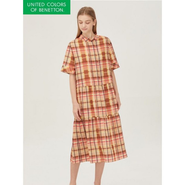 베네통 체크 원피스 BAOPE1431