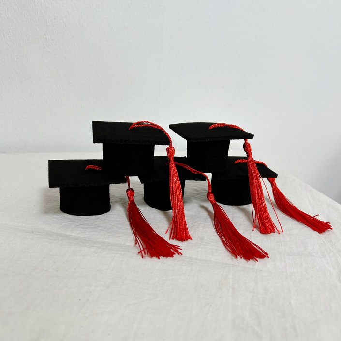미니 학사모 졸업 수료 소품, 20개, 레드수술