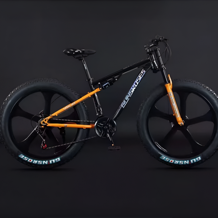 [AVALON] 팻바이크 풀샥 오프로드 MTB 산악자전거 고출력 광폭 타이어, 1개, 175cm, 오렌지블랙 26인치 블레이드휠 x 21단