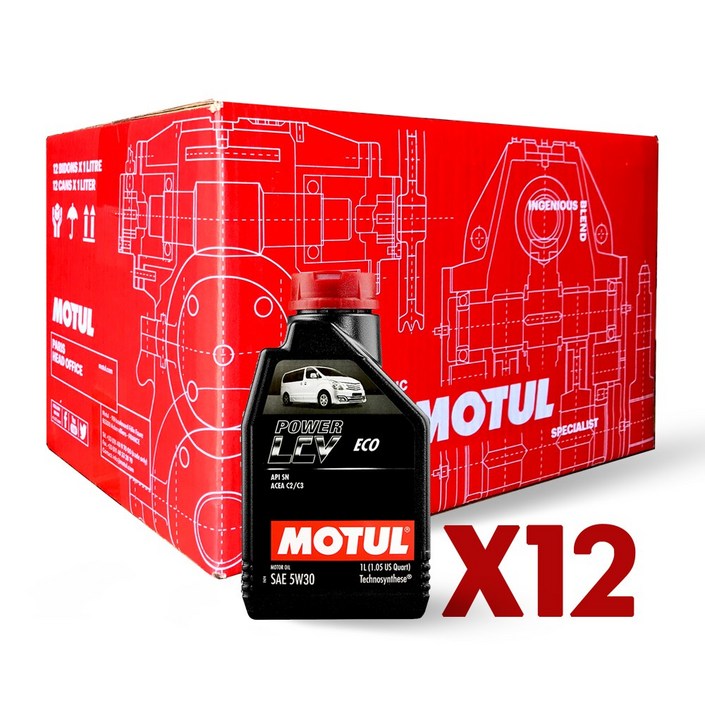 모튤 파워 LCV 에코 5W-30 1L C2 C3 한박스 (1Lx12개) 합성엔진오일