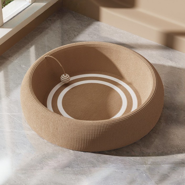 캣박스 침대 소파 평판형 삼줄 천연소재 스크래쳐 스크래처, 1개, 베이지