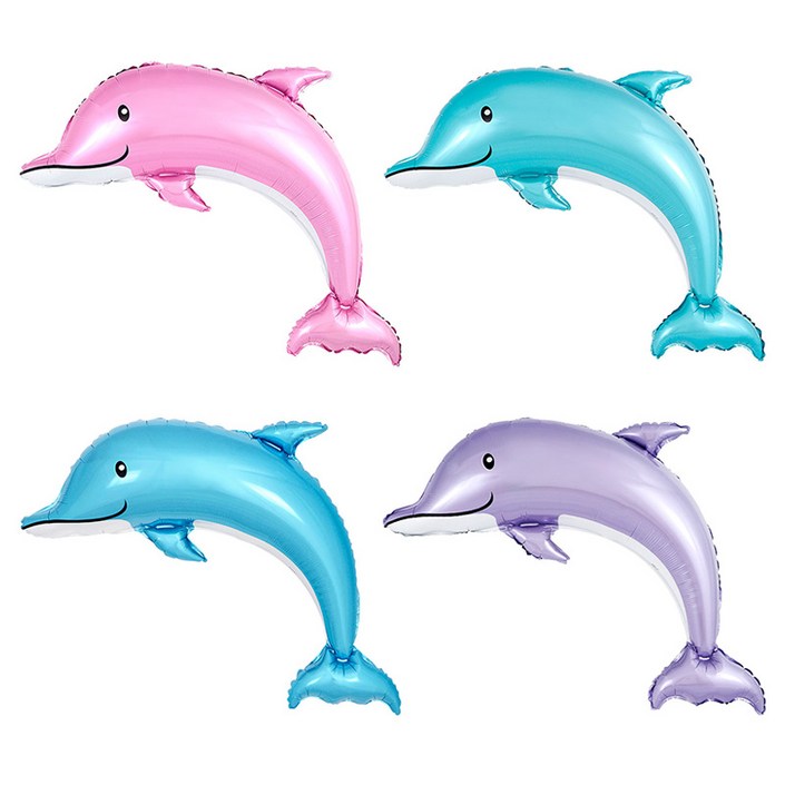 파티팡 동물 은박풍선 돌핀 핑크민트라벤더블루 돌고래풍선 4종세트, 1개