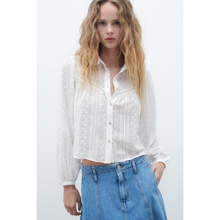 자라 ZARA 여자펀칭셔츠 화이트 숏셔츠 자수블라우스 여름신상 20H0328 자라 ZARA 여자펀칭셔츠 화이트 숏셔츠 자수블라우스 여름신상 20H0328