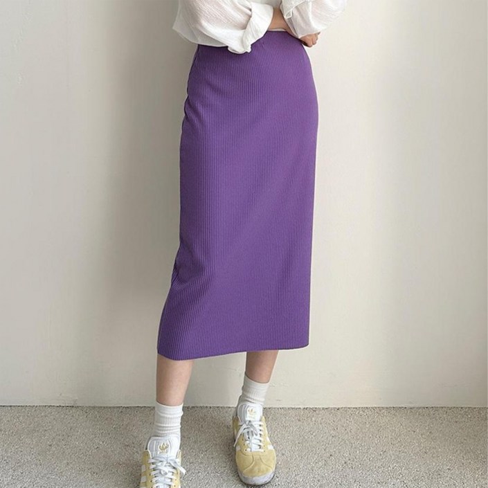 픽앤피크 빅사이즈 신축성이 큰 H라인 스판 골지 롱 스커트 66100