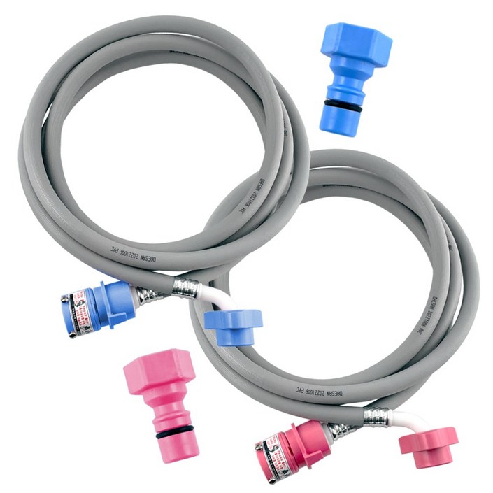 철물마켓 국산 세탁기호스 2M 냉수2M 온수 원터치 급수호스, 1개, 단일상품