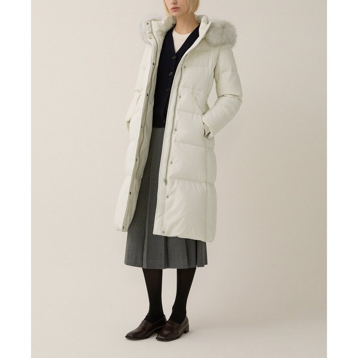 리스트 폭스퍼 후드 롱 덕다운 점퍼