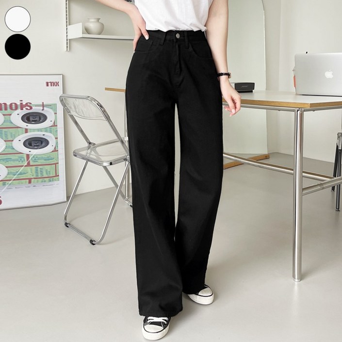 가비진 여성용 롱/숏기장 선택! A라인 베이직 코튼 일자 와이드 팬츠 바지 키큰녀/키작녀 면바지