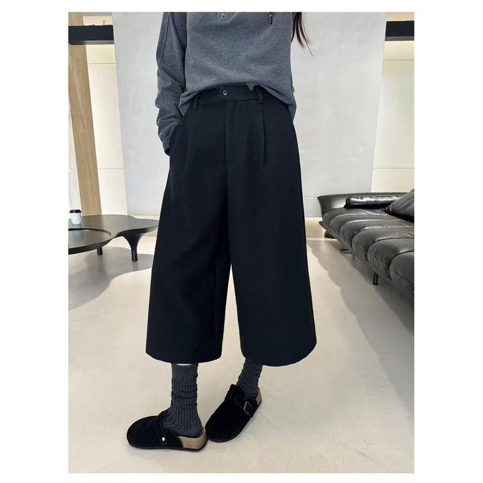 스타일 키 SK2548 여성 가을 겨울 뒷밴딩 도톰한 8부바지 와이드팬츠
