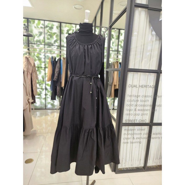 [듀엘] DEWE 셔링넥 벨티트 롱 원피스 L254MSE038 NC일산