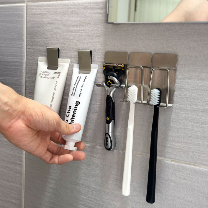 미늄 은은한 무광 올 스텐 칫솔 걸이, 1세트, 무광 2인