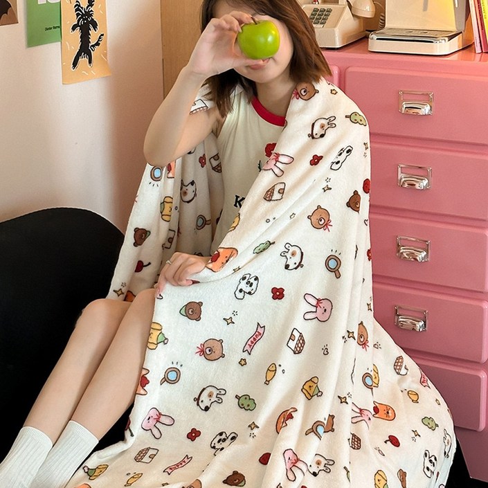 도림 귀여운 스케치북 낙서 극세사 담요