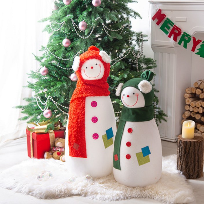 데코봉봉 겨울 포토존 커플 눈사람 80cm70cm 크리스마스장식 겨울디스플레이 눈사람인형 대형눈사람 눈사람세트