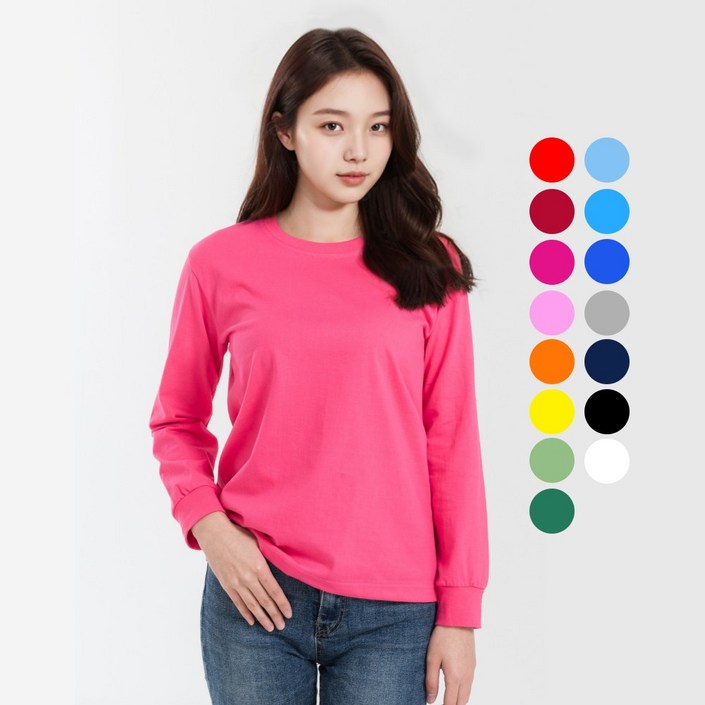 긴팔 30수 라운드 무지 티셔츠 가족 교회 단체 이너웨어