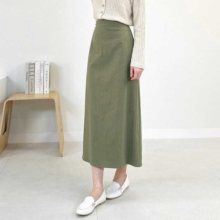 여성 h라인 스커트 미디롱 2기장 빅사이즈 이지핏 밴딩스커트 봄 여름 가을