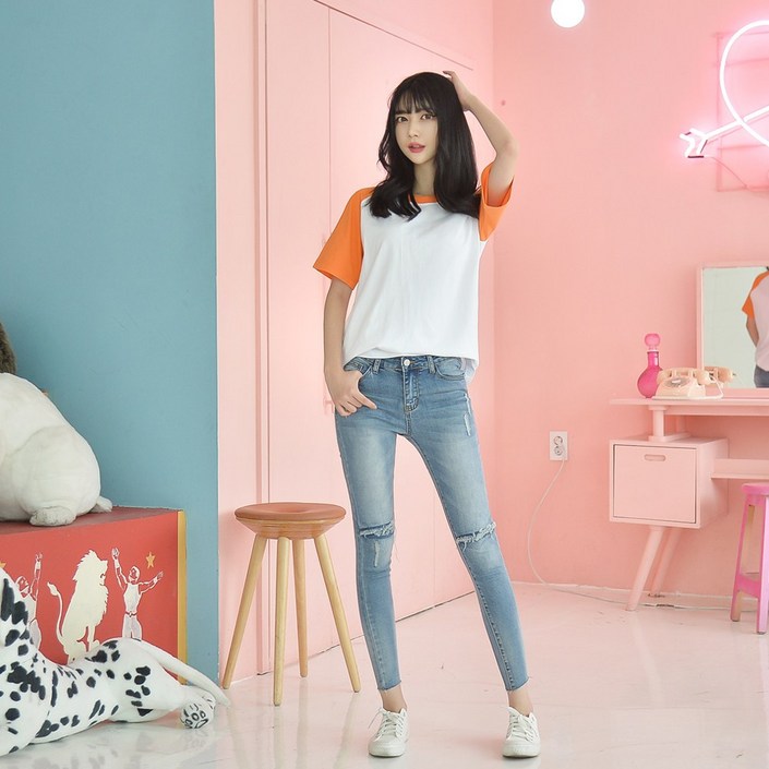 GBM 데일리 데미지 컷팅 워싱팬츠 (중청)