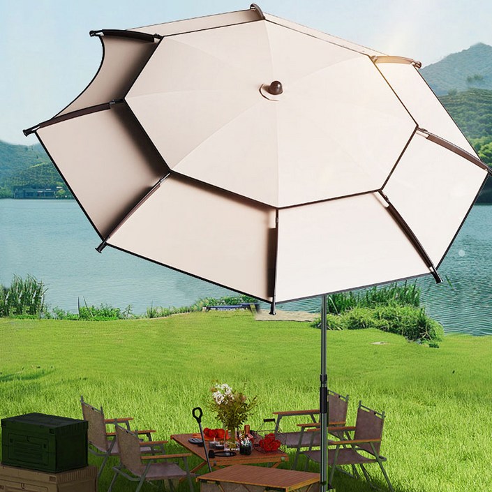 반전  특대형 이층 캠핑 파라솔 360도각도조절 낚시파라솔