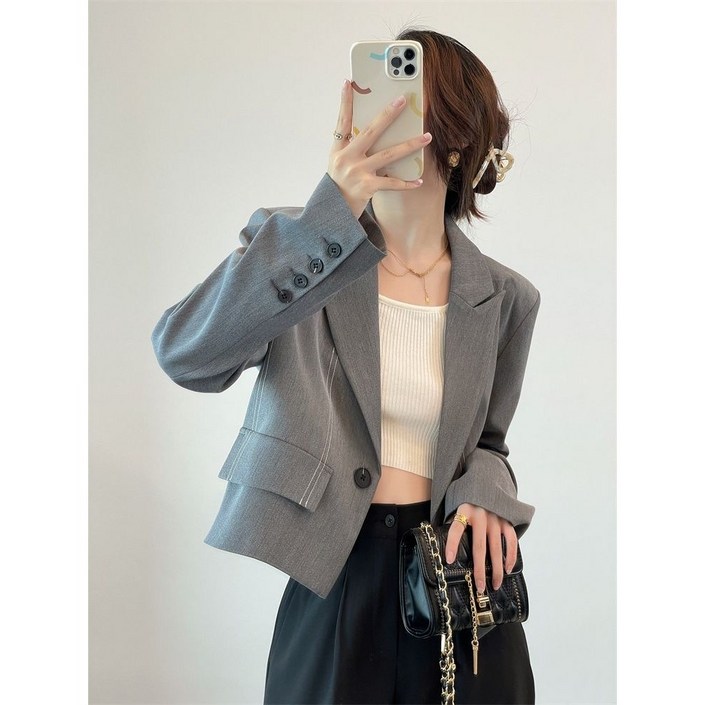 COSYEVNO 여성 정장 코트 봄 여름 빅사이즈 패션 얇은 자외선 차단 긴팔 쇼트 상의