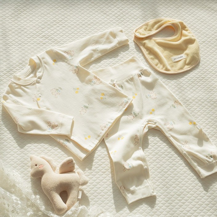 KC인증상품 에뜨람 순면 아기 내복 상하세트 배앓이방지 신생아 실내복 잠옷 출산 선물 준비물 백일 봄여름가을겨울 사계절